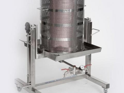 Szőlő gyümölcsprés, 80 literes vizes saválló inox anyagból Szőlő gyümölcsprés, 80 literes vizes saválló inox anyagból